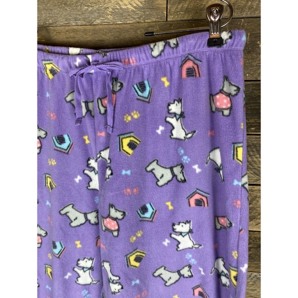 Croft & Barrow Womens Sz L Purple W/scotty Dogs Soft Fleece Lounge Pajama Pants - Picture 3 of 9